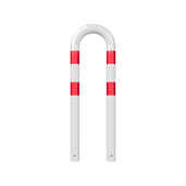 Witte en rood gestreepte Beschermbeugel Ø76 mm, 400 x 1150 mm, voor betonverankering.
