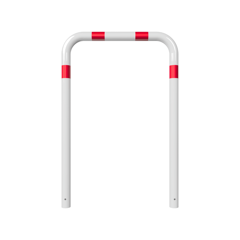 Beschermbeugel Ø76 mm | Wit-rood | Voor verankering in beton | Zonder tussenbuis