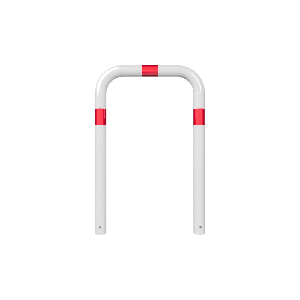 Beschermbeugel Ø76 mm | Wit-rood | Voor verankering in beton | Zonder tussenbuis