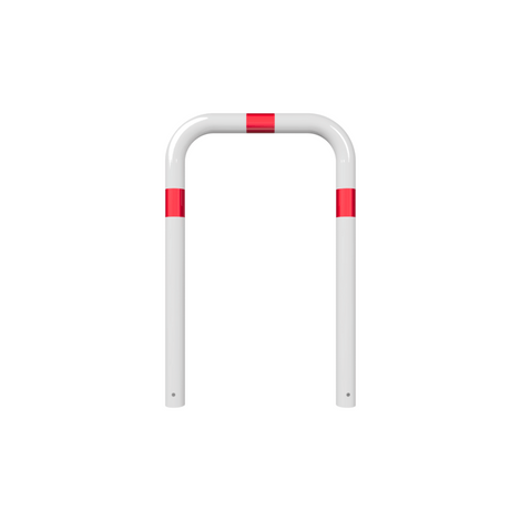 Witte en rood gestreepte beschermbeugel Ø76 mm, voor verankering in beton.