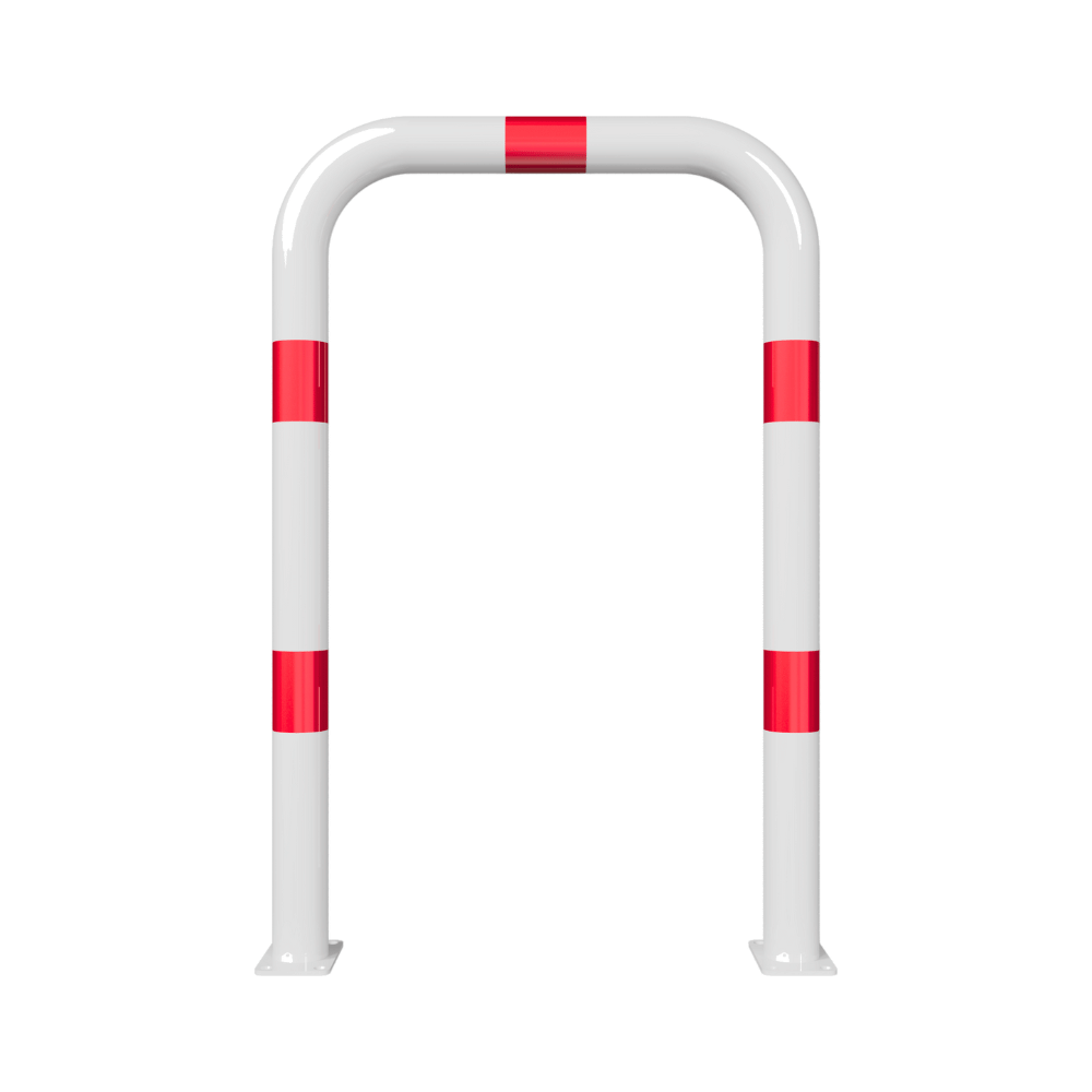 Beschermbeugel Ø76 mm | Wit-rood | Op voetplaat | Zonder tussenbuis
