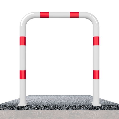 Beschermbeugel Ø76 mm | Wit-rood | Op voetplaat | Zonder tussenbuis