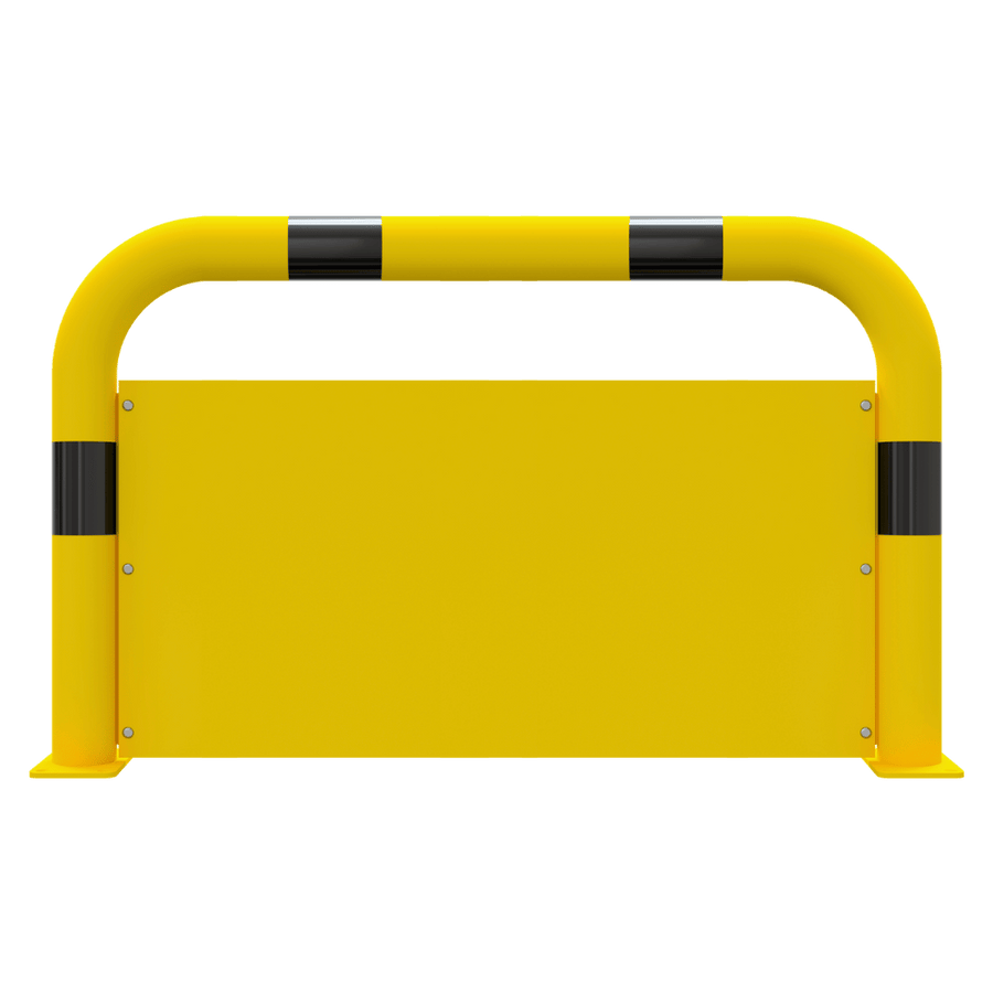 Stelling bescherming Ø76 mm | Geel-zwart | Op voetplaat | Met stootplaat