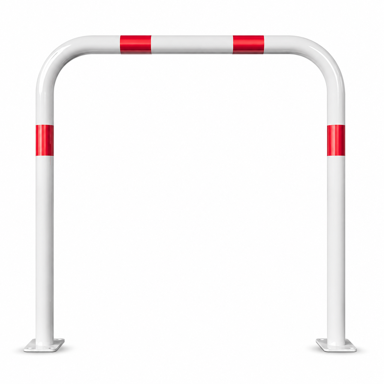 Beschermbeugel Ø60 mm in wit-rood met voetplaat zonder tussenbuis