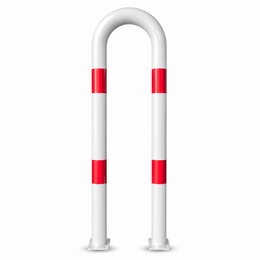 Beschermbeugel Ø76 mm in wit-rood met voetplaat