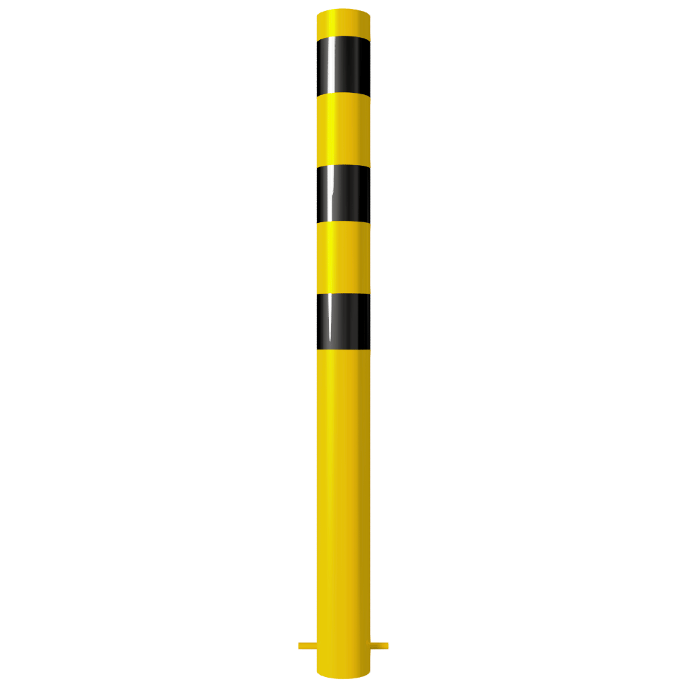 Beschermpaal Ø102 mm | Geel-zwart | Voor betonverankering of op voetplaat