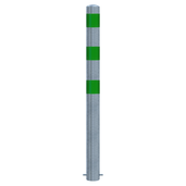 Verzinkt-groene beschermpaal Ø102 mm voor betonverankering, met drie groene banden.