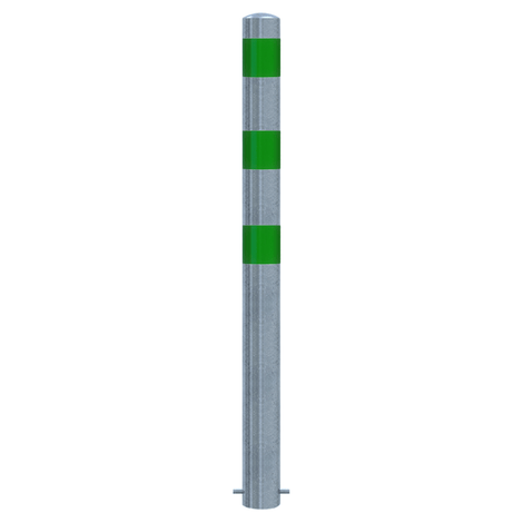 Verzinkt-groene beschermpaal Ø102 mm voor betonverankering, met drie groene banden.