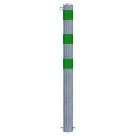 Verzinkt-groene beschermpaal Ø102 mm met 1 kettingoog, voor betonverankering.