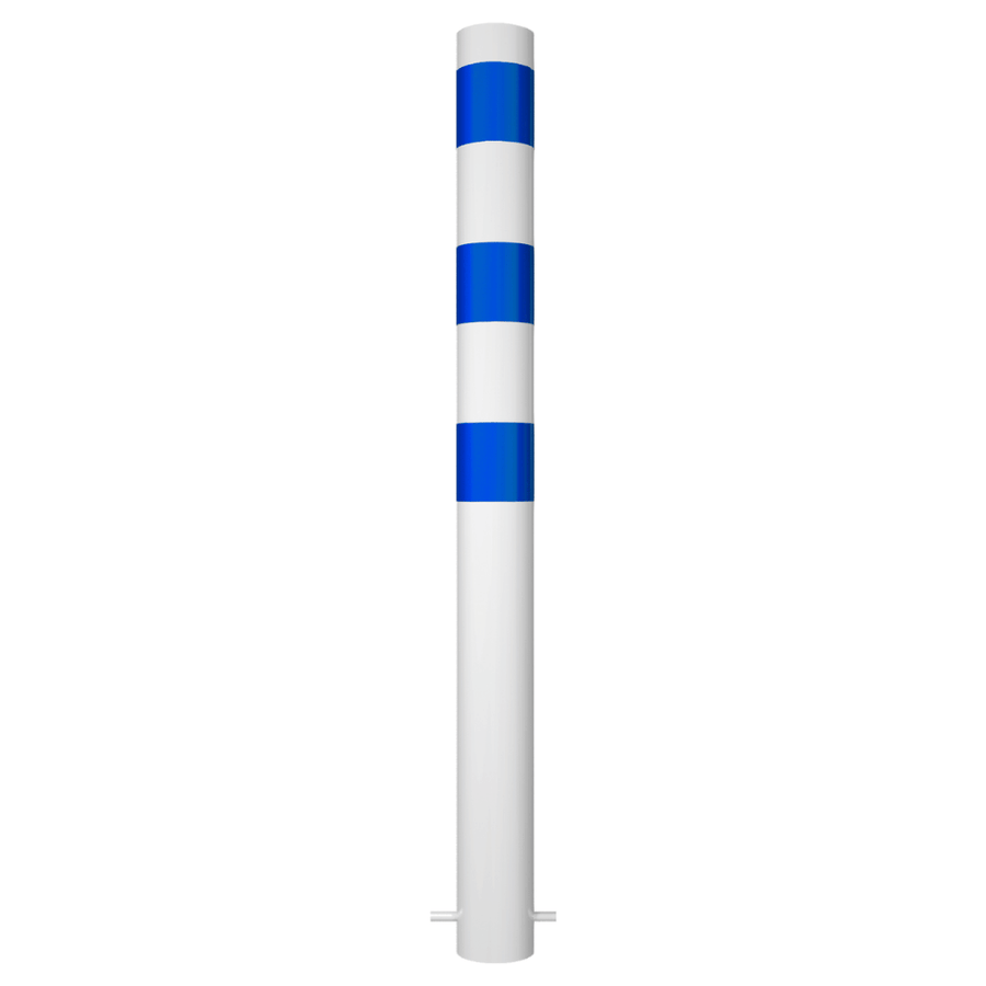 Beschermpaal Ø102 mm | Wit-blauw | Voor betonverankering of op voetplaat