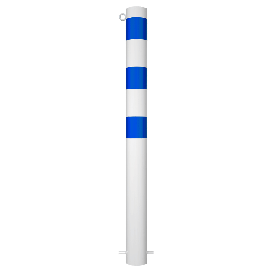 Beschermpaal Ø102 mm | Wit-blauw | Voor betonverankering of op voetplaat