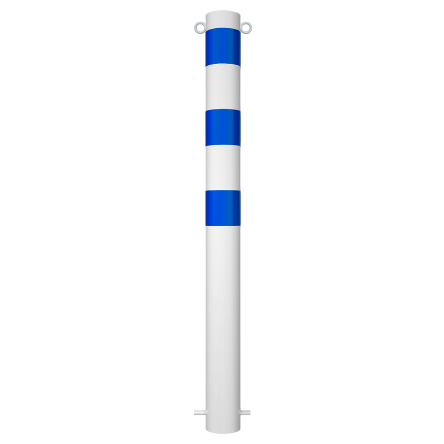 Beschermpaal Ø102 mm | Wit-blauw | Voor betonverankering of op voetplaat