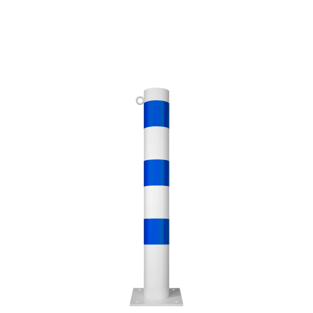 Beschermpaal Ø102 mm | Wit-blauw | Voor betonverankering of op voetplaat