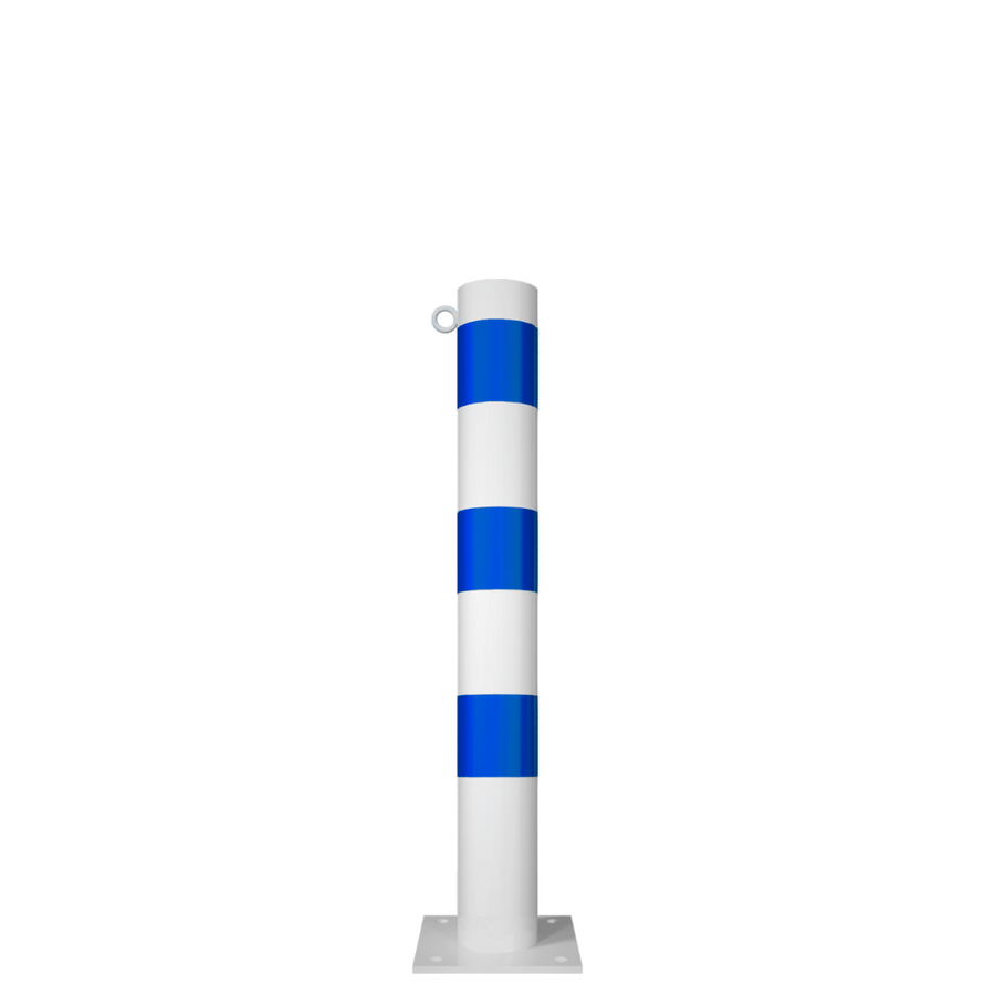 Beschermpaal Ø102 mm | Wit-blauw | Voor betonverankering of op voetplaat