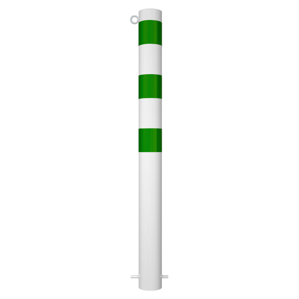 Beschermpaal Ø102 mm | Wit-groen | Voor betonverankering of op voetplaat