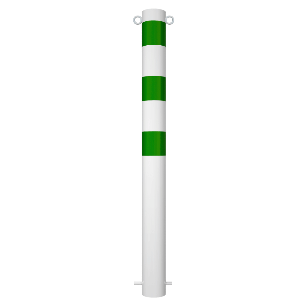 Beschermpaal Ø102 mm | Wit-groen | Voor betonverankering of op voetplaat