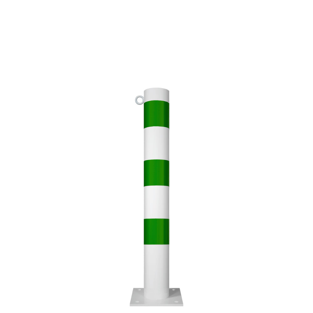 Beschermpaal Ø102 mm | Wit-groen | Voor betonverankering of op voetplaat