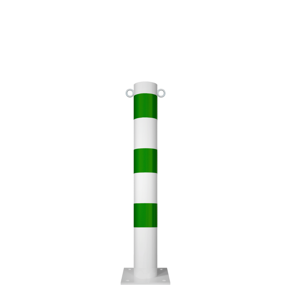 Beschermpaal Ø102 mm | Wit-groen | Voor betonverankering of op voetplaat