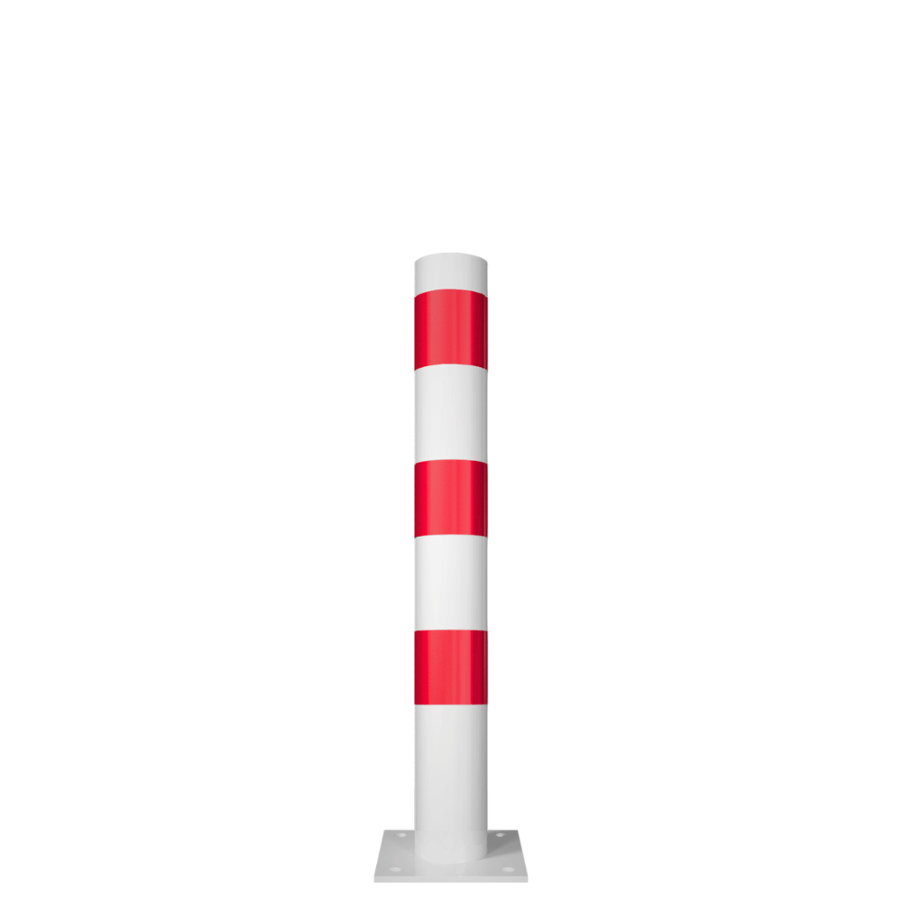 Beschermpaal Ø102 mm | Wit-rood | Voor betonverankering of op voetplaat