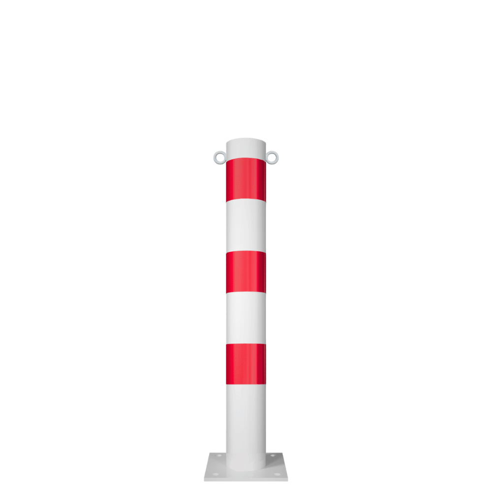 Beschermpaal Ø102 mm | Wit-rood | Voor betonverankering of op voetplaat