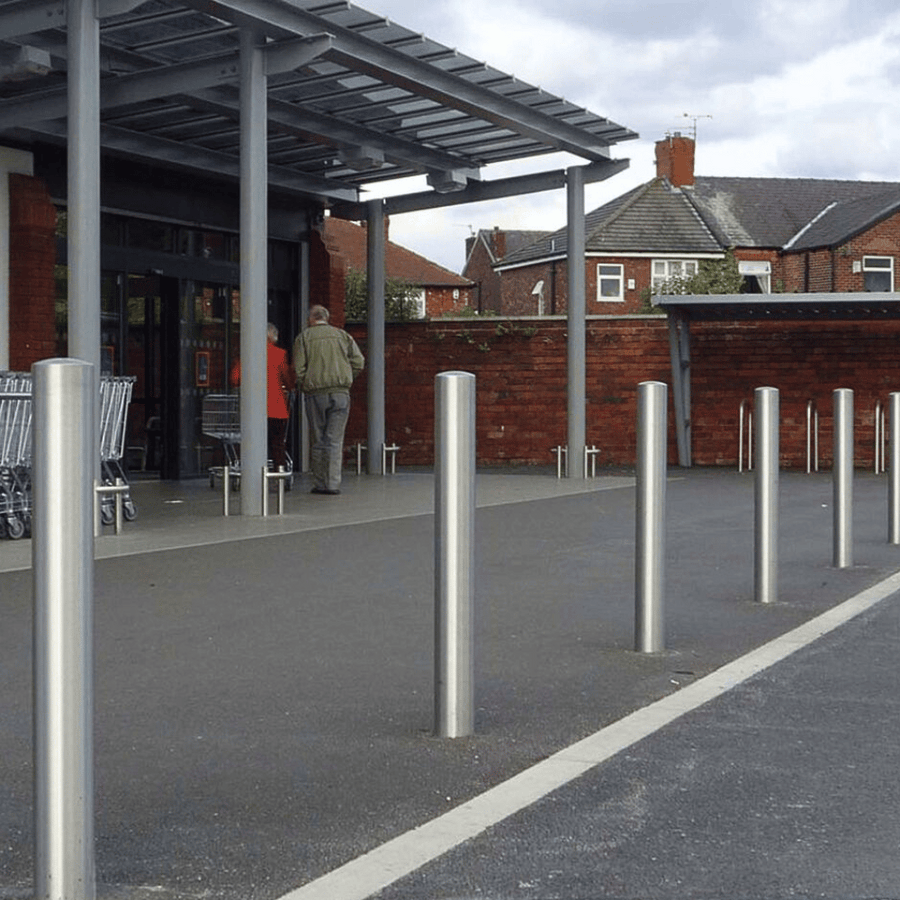 RVS beschermpaal Ø89 mm | Voor verankering in beton of op voetplaat