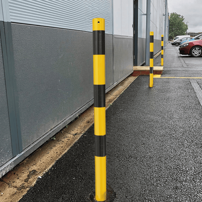 Beschermpaal Ø60 mm | Geel-zwart | Voor betonverankering of op voetplaat