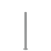 Glanzende RVS beschermpaal Ø60 mm met ronde voetplaat, voor verankering.