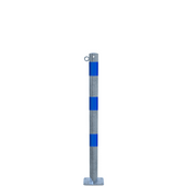 Verzinkt-blauwe beschermpaal Ø60 mm met voetplaat en 1 kettingoog.