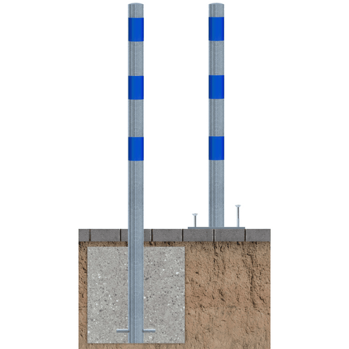 Beschermpaal Ø60 mm | Verzinkt-blauw | Voor betonverankering of op voetplaat