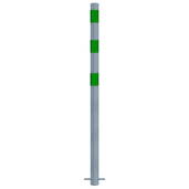 Verzinkt-groene beschermpaal Ø60 mm voor betonverankering, met drie groene reflecterende banden.