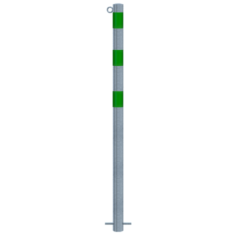 Verzinkt-groene beschermpaal Ø60 mm met 1 kettingoog, voor betonverankering.