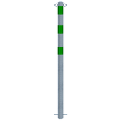 Verzinkt-groene beschermpaal Ø60 mm voor betonverankering, met twee kettingogen.