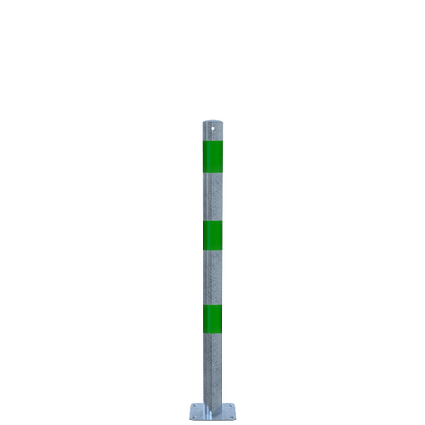 Verzinkt-groene beschermpaal Ø60 mm met voetplaat, voor betonverankering.
