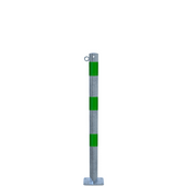 Verzinkt-groene beschermpaal Ø60 mm met voetplaat en 1 kettingoog.