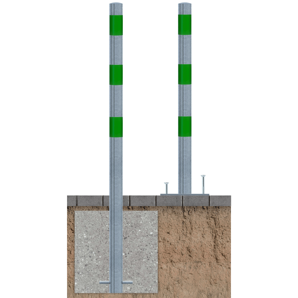 Beschermpaal Ø60 mm | Verzinkt-groen | Voor betonverankering of op voetplaat