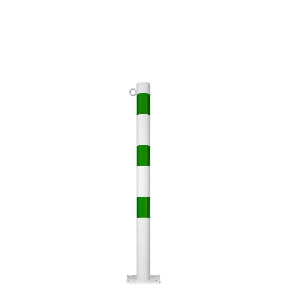 Beschermpaal Ø60 mm | Wit-groen | Voor betonverankering of op voetplaat