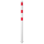 Witte en rode beschermpaal Ø60 mm voor betonverankering, met reflecterende strepen.