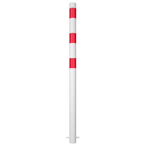 Witte en rode beschermpaal Ø60 mm voor betonverankering, met reflecterende strepen.