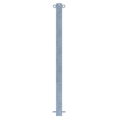 Verzinkt stalen beschermpaal 70x70 mm voor betonverankering, met twee kettingogen bovenaan.