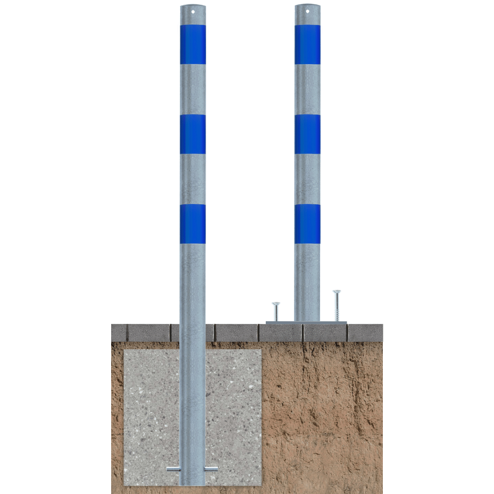 Beschermpaal Ø76 mm | Verzinkt-blauw | Voor betonverankering of op voetplaat
