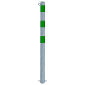 Verzinkt-groene beschermpaal Ø76 mm met 1 kettingoog, voor betonverankering.