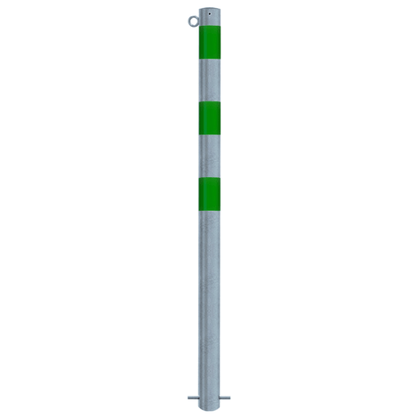 Verzinkt-groene beschermpaal Ø76 mm met 1 kettingoog, voor betonverankering.