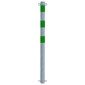 Verzinkt-groene beschermpaal Ø76 mm met 2 kettingogen, voor betonverankering.