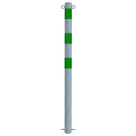 Verzinkt-groene beschermpaal Ø76 mm met 2 kettingogen, voor betonverankering.