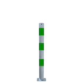 Verzinkt-groene beschermpaal Ø76 mm met voetplaat voor betonverankering.