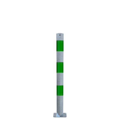 Verzinkt-groene beschermpaal Ø76 mm met voetplaat voor betonverankering.
