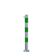 Verzinkt-groene beschermpaal Ø76 mm met voetplaat en 1 kettingoog.