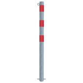 Verzinkt-rode beschermpaal Ø76 mm met 1 kettingoog voor betonverankering.