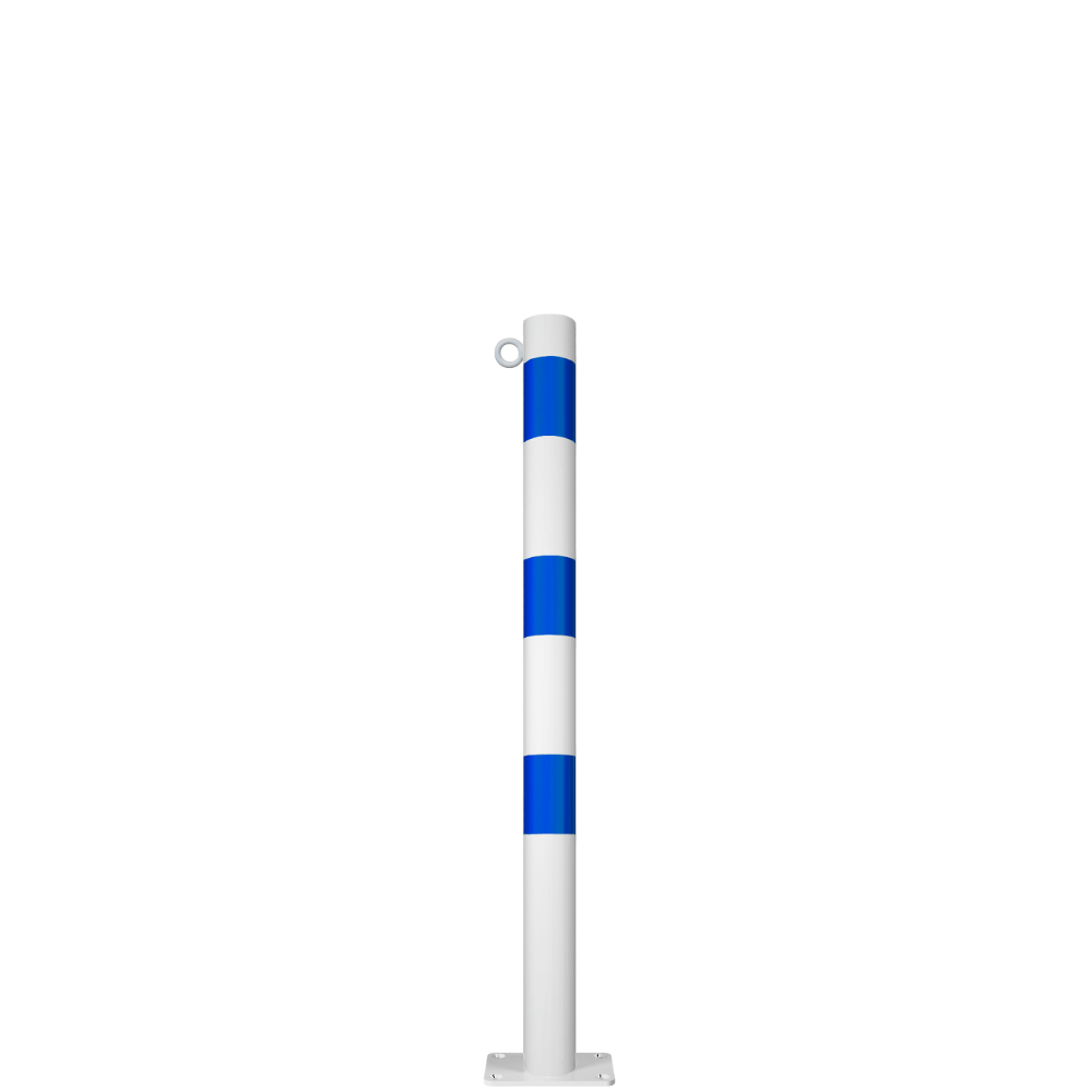 Beschermpaal Ø76 mm | Wit-blauw | Voor betonverankering of op voetplaat