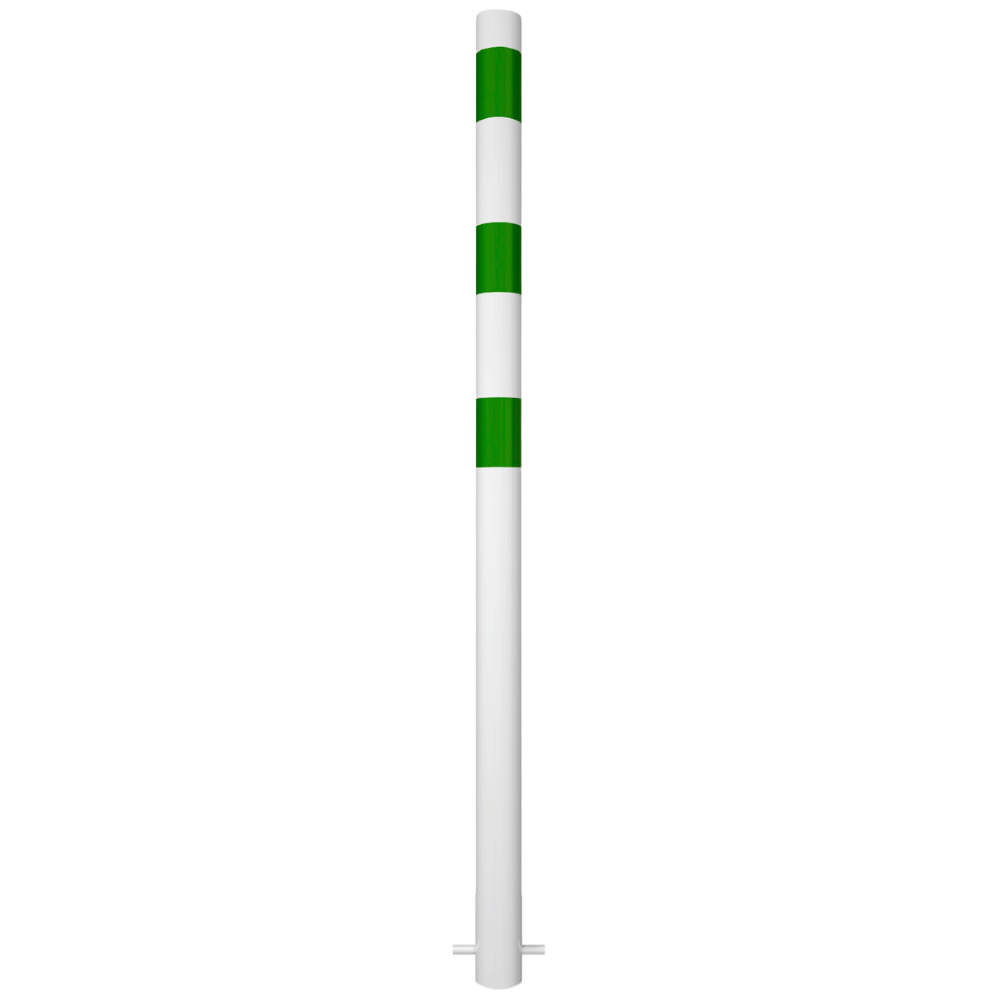 Beschermpaal Ø76 mm | Wit - groen | Voor betonverankering of op voetplaat